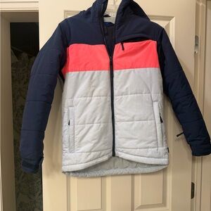 Burton Colorblock Jacket - Navy, Neon Orange and Light Blue